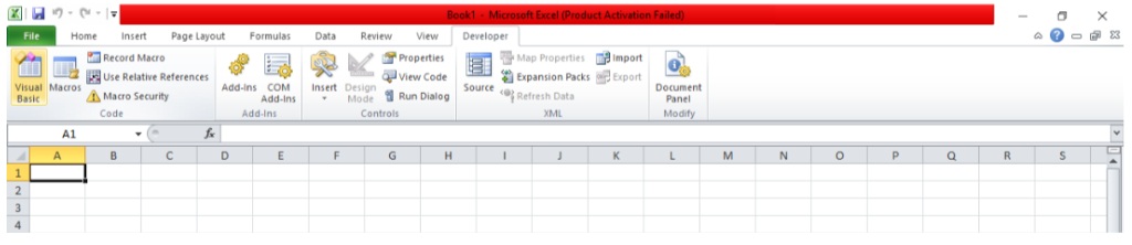 Visual Basics option in the Developer tab